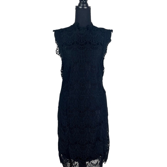 Free People Intimately Black Lace‎ Open Back Mini Dress Size L